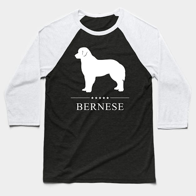 Bernese Dog White Silhouette Baseball T-Shirt by millersye